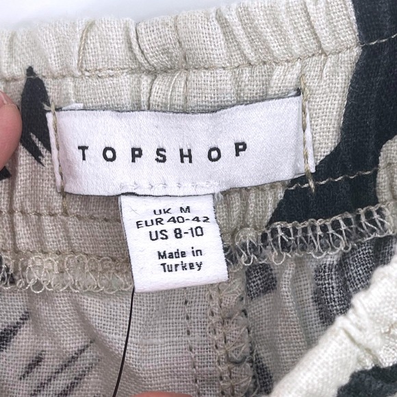 TOPSHOP Linen Blend Wide Leg Floral Print Pants Trousers Women US 8-10 M - Picture 2 of 8